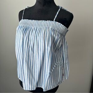 Levi's Light Blue and White Striped Camisole - M